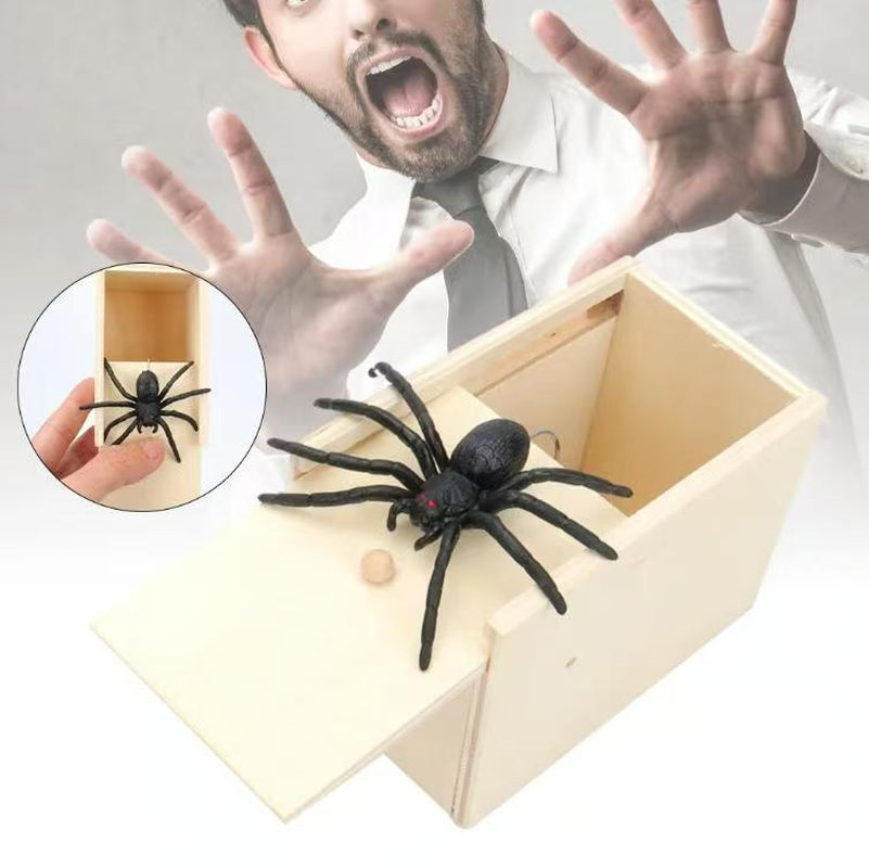 "Epic Wooden Spider Gag Box - Jump Scare Prank for Parties, Family, Office & Dorms!"
